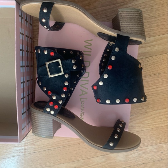 Wild Diva Lounge studded embellished heeled sandals - Picture 4 of 5